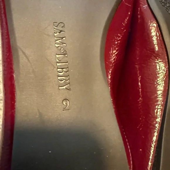 NEW!! Sam & Libby pointed toe bow mules in plum/burgundy faux leather - Picture 12 of 12